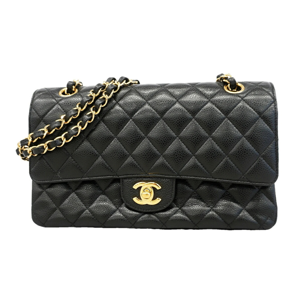 Chanel Matelassé Shoulder Bag, Double Flap, Chain, Caviar Leather, Black, Wom...